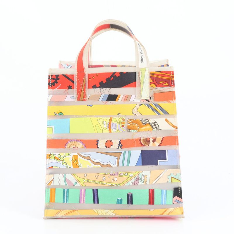 Hermes Louvre Museum Limited Silk Handbag Tote Silk Ladies ERE Cx13-3