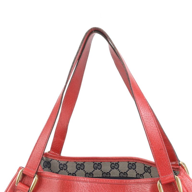 Gucci GG Canvas Abby Leather Tote Bag Shoulder Hand 130736 Gold Hardware