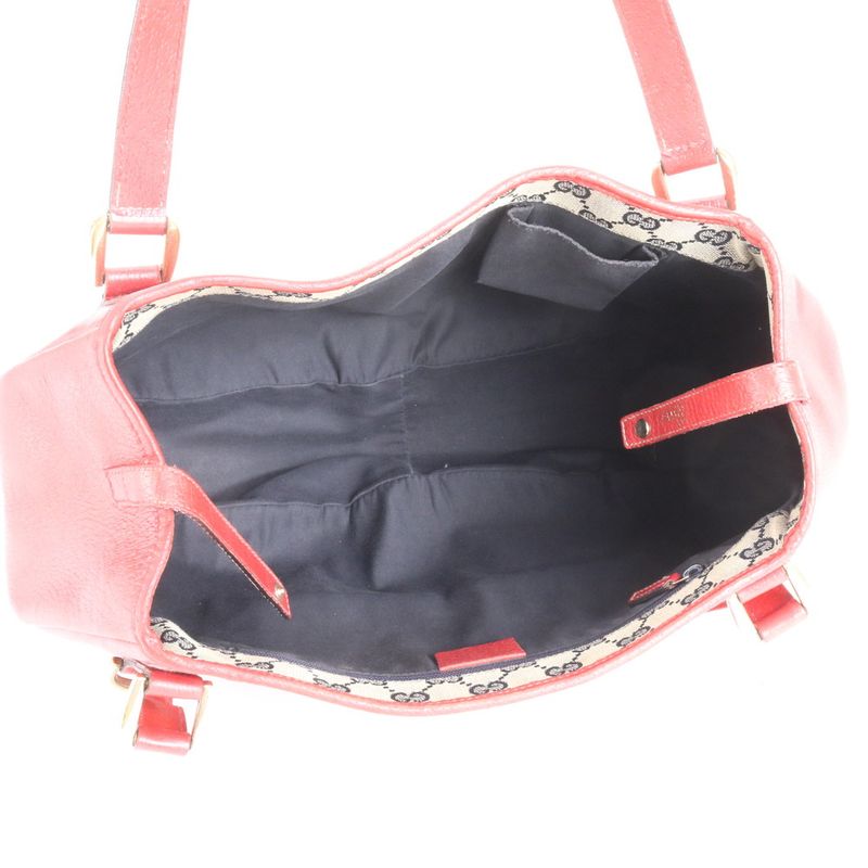 Gucci GG Canvas Abby Leather Tote Bag Shoulder Hand 130736 Gold Hardware