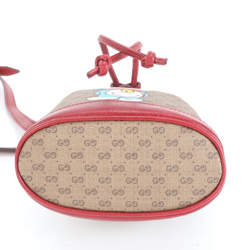 Gucci X Doraemon Collaboration Micro GG Mini Bucket Bag Leather Shoulder