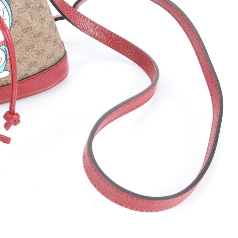 Gucci X Doraemon Collaboration Micro GG Mini Bucket Bag Leather Shoulder