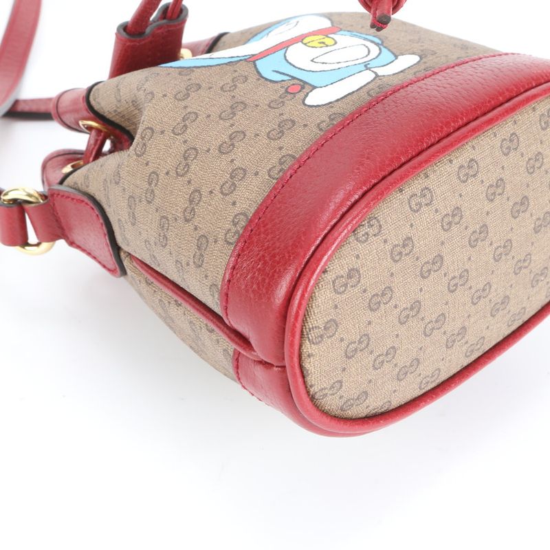 Gucci X Doraemon Collaboration Micro GG Mini Bucket Bag Leather Shoulder