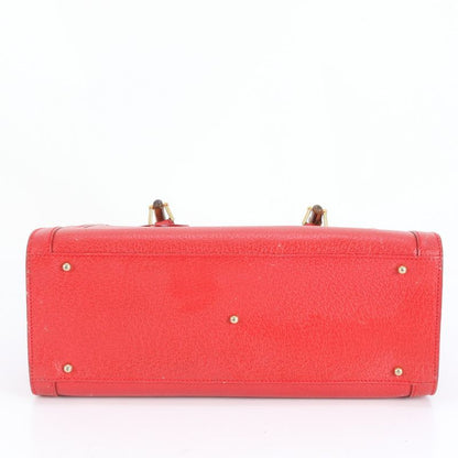 Gucci Bamboo Leather Tote Bag Shoulder Hand 002-0260 Gold Hardware Genuine