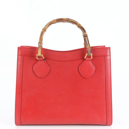 Gucci Bamboo Leather Tote Bag Shoulder Hand 002-0260 Gold Hardware Genuine