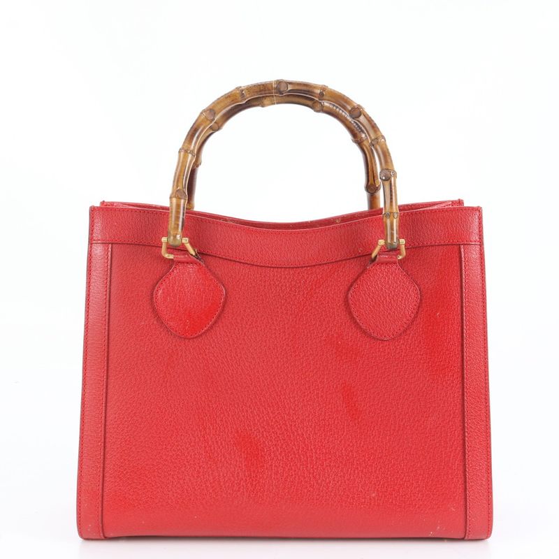 Gucci Bamboo Leather Tote Bag Shoulder Hand 002-0260 Gold Hardware Genuine