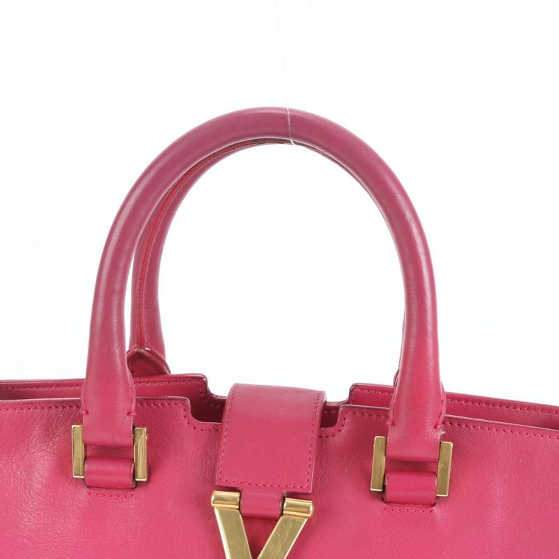 YSL Saint Laurent Paris Y Line Petit Cabas Su Leather 2WAY Tote Bag Crossbody