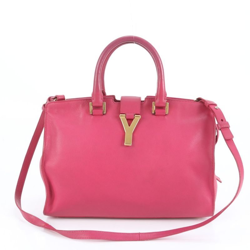YSL Saint Laurent Paris Y Line Petit Cabas Su Leather 2WAY Tote Bag Crossbody