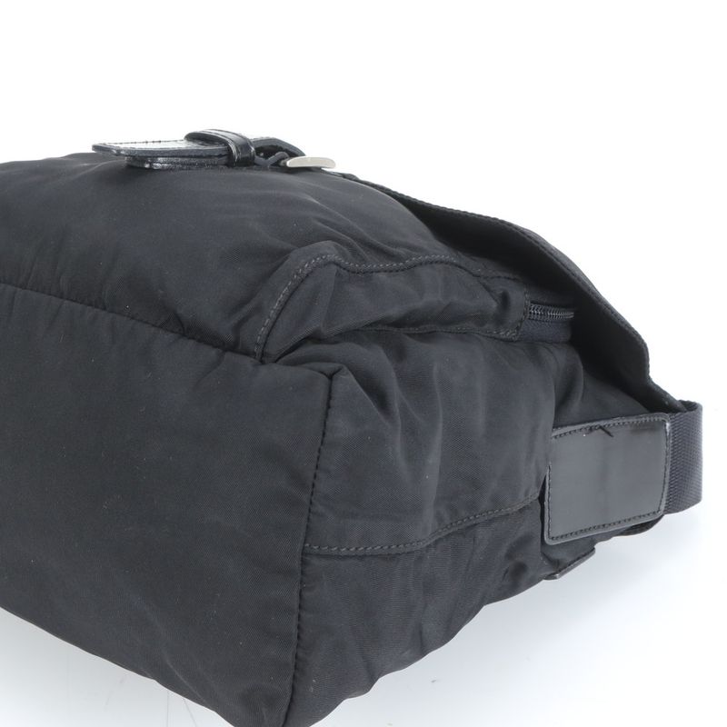 Prada Tessuto Nylon Triangle Logo Leather Shoulder Bag Crossbody Messenger