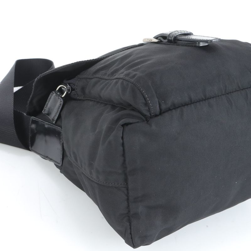 Prada Tessuto Nylon Triangle Logo Leather Shoulder Bag Crossbody Messenger