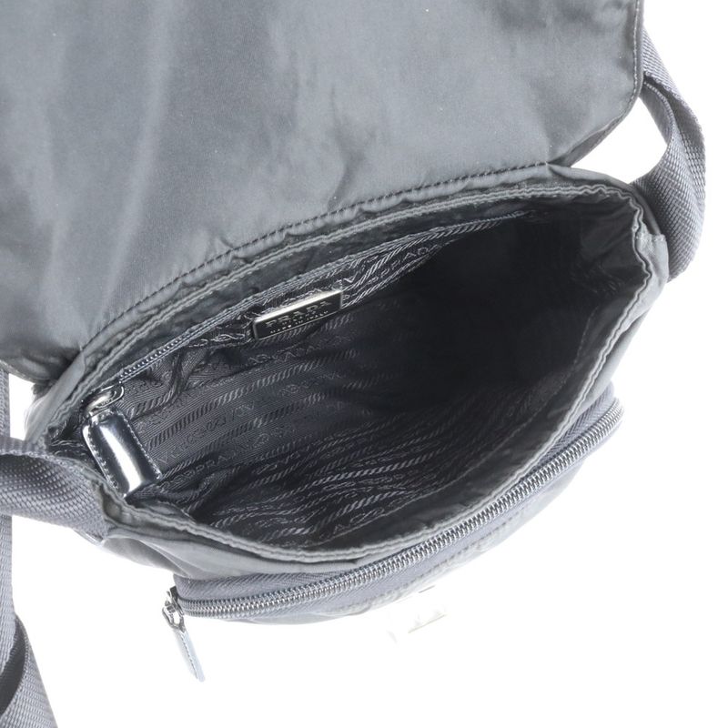Prada Tessuto Nylon Triangle Logo Leather Shoulder Bag Crossbody Messenger