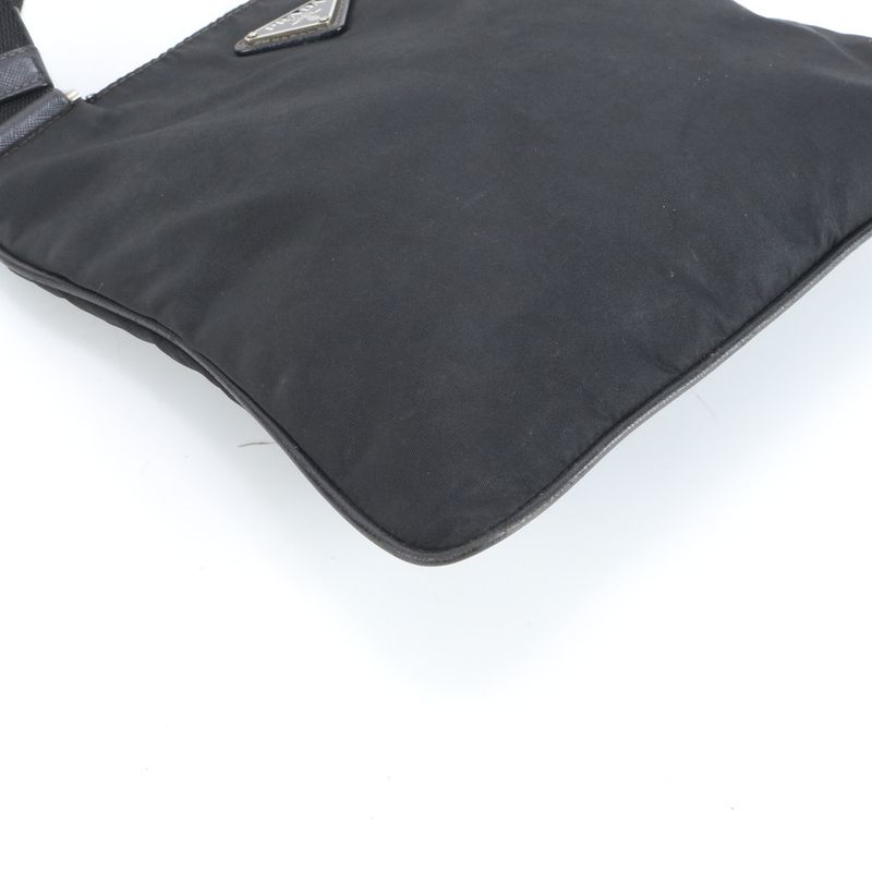 Prada Tessuto Nylon Triangle Logo Leather Shoulder Bag Crossbody Messenger