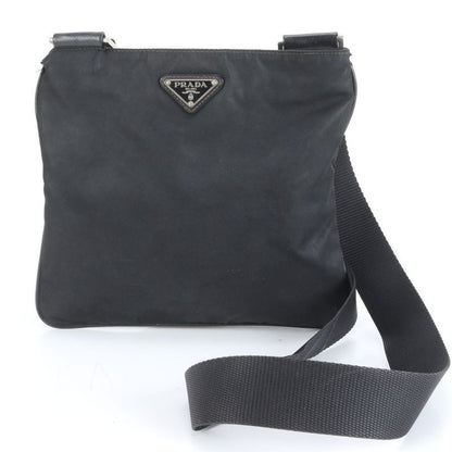 Prada Tessuto Nylon Triangle Logo Leather Shoulder Bag Crossbody Messenger