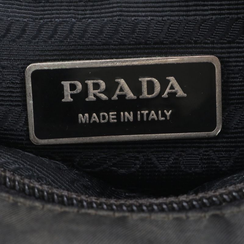 Prada Tessuto Nylon Triangle Logo Leather Shoulder Bag Crossbody Messenger