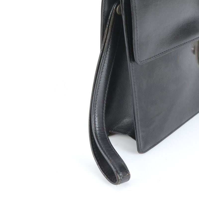 Cartier Pasha Leather Second Bag Clutch Pouch Commuter Business Black Gentleman