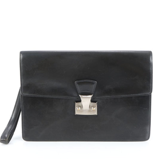 Cartier Pasha Leather Second Bag Clutch Pouch Commuter Business Black Gentleman