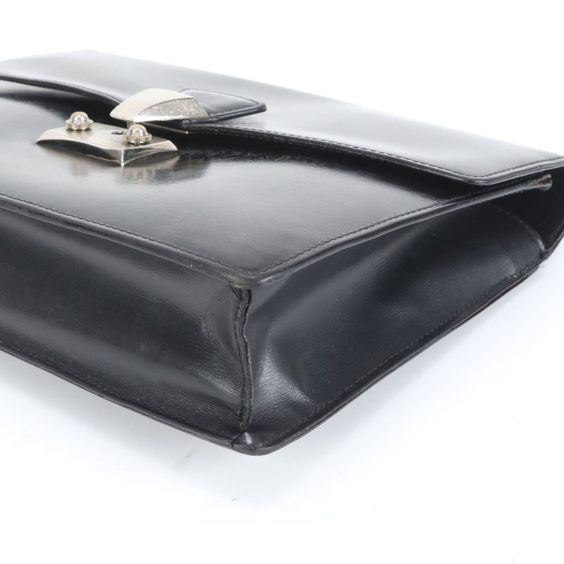 Cartier Pasha Leather Second Bag Clutch Pouch Commuter Business Black Gentleman