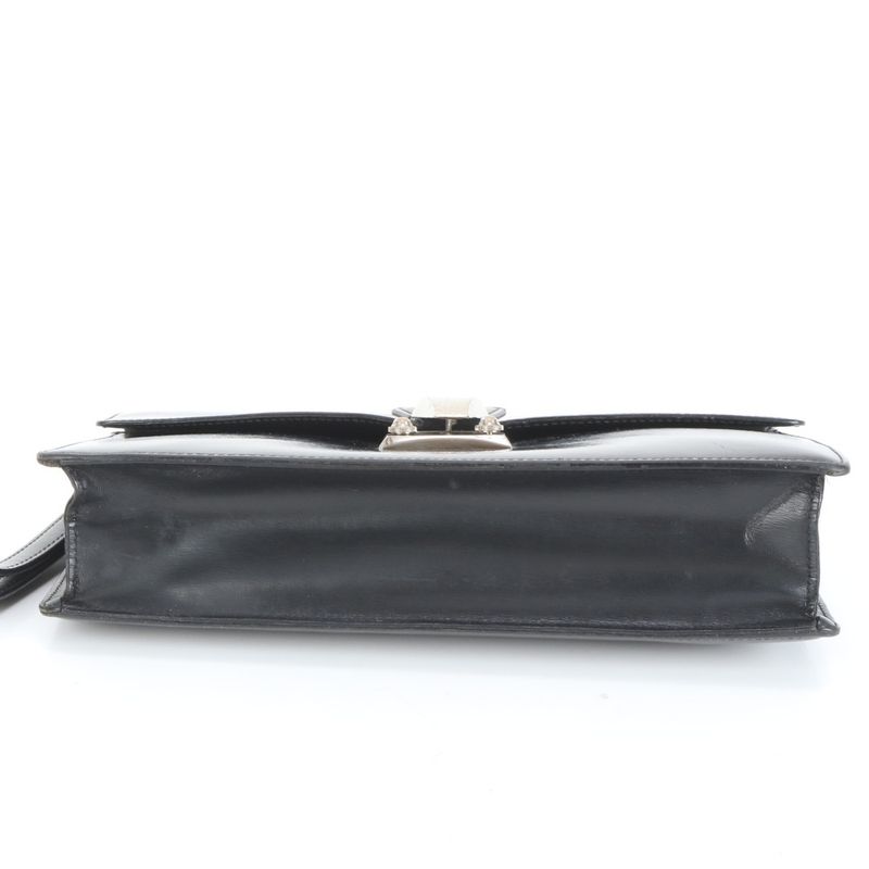 Cartier Pasha Leather Second Bag Clutch Pouch Commuter Business Black Gentleman