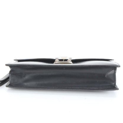 Cartier Pasha Leather Second Bag Clutch Pouch Commuter Business Black Gentleman