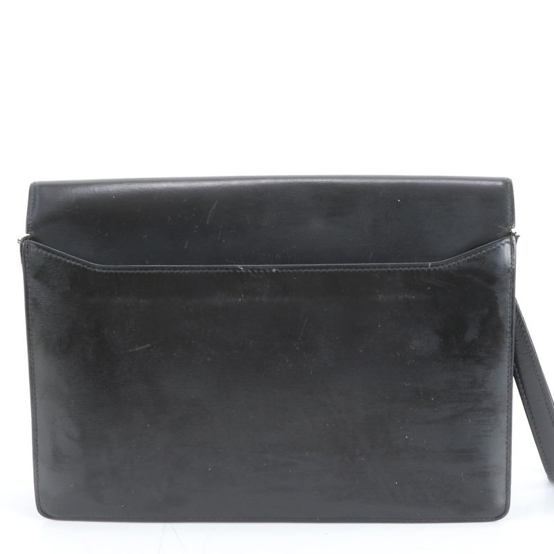 Cartier Pasha Leather Second Bag Clutch Pouch Commuter Business Black Gentleman