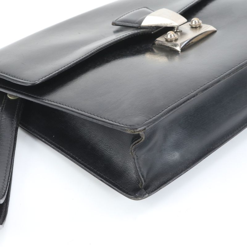 Cartier Pasha Leather Second Bag Clutch Pouch Commuter Business Black Gentleman