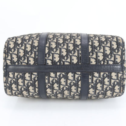 Christian Dior Trotter Mini Boston Leather Handbag Navy Tote Shoulder Women's