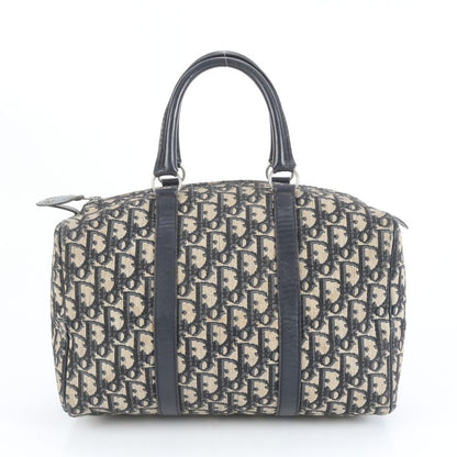 Christian Dior Trotter Mini Boston Leather Handbag Navy Tote Shoulder Women's