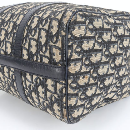 Christian Dior Trotter Mini Boston Leather Handbag Navy Tote Shoulder Women's