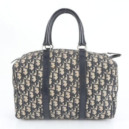 Christian Dior Trotter Mini Boston Leather Handbag Navy Tote Shoulder Women's