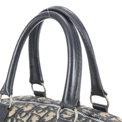 Christian Dior Trotter Mini Boston Leather Handbag Navy Tote Shoulder Women's