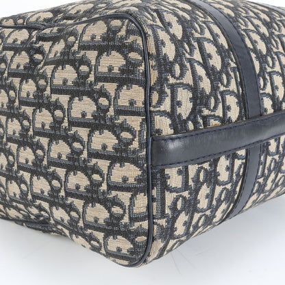 Christian Dior Trotter Mini Boston Leather Handbag Navy Tote Shoulder Women's