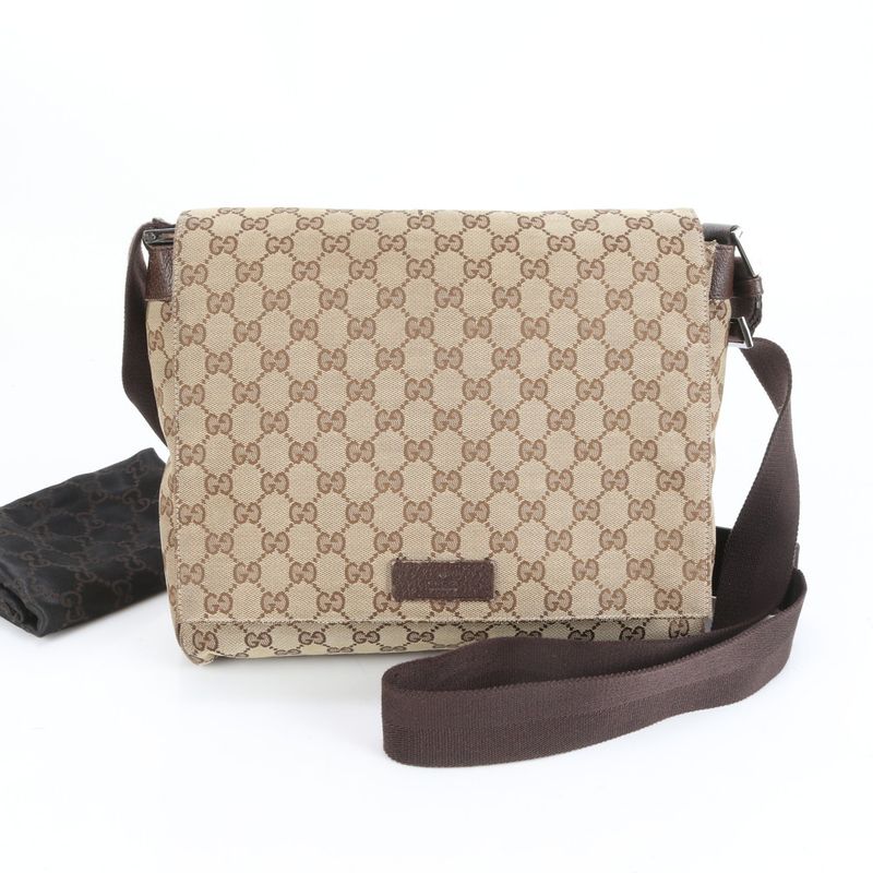 Gucci GG Canvas Leather Shoulder Bag Crossbody Messenger Business Commuter Tote