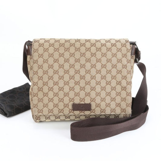 Gucci GG Canvas Leather Shoulder Bag Crossbody Messenger Business Commuter Tote