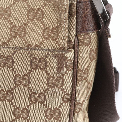 Gucci GG Canvas Leather Shoulder Bag Crossbody Messenger Business Commuter Tote