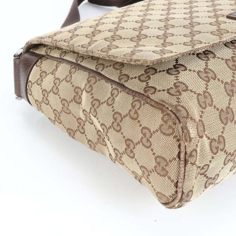 Gucci GG Canvas Leather Shoulder Bag Crossbody Messenger Business Commuter Tote
