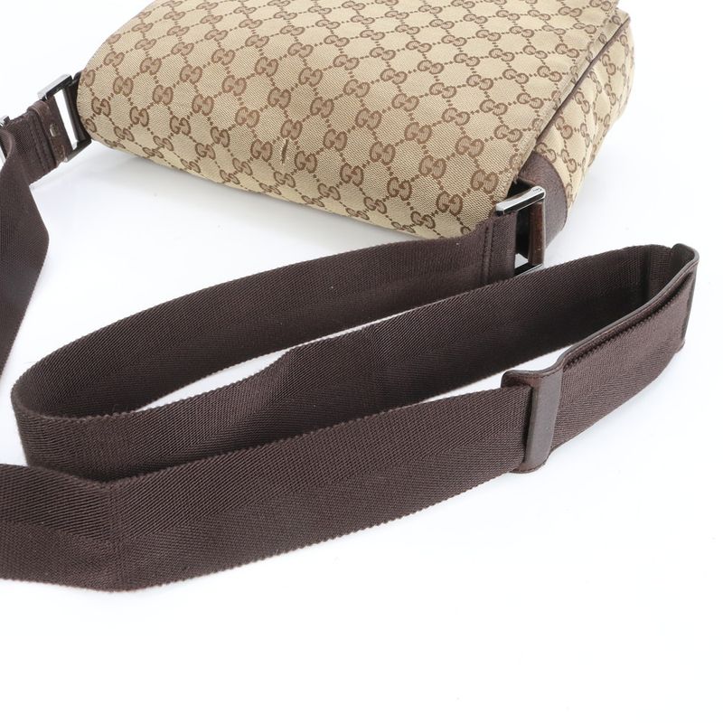 Gucci GG Canvas Leather Shoulder Bag Crossbody Messenger Business Commuter Tote