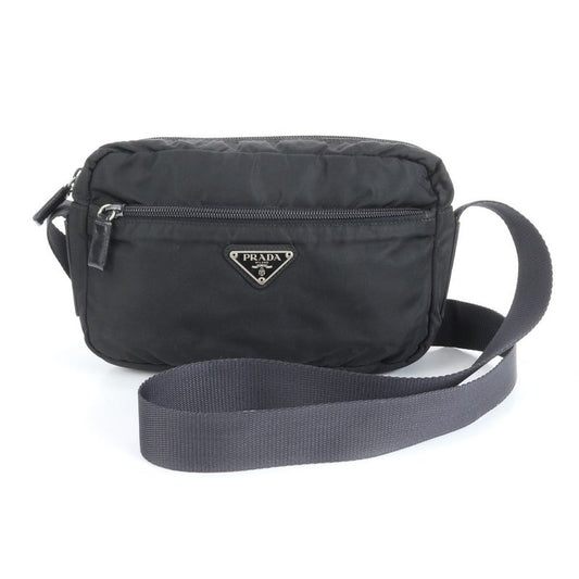 Prada Tessuto Nylon Triangle Logo Leather Shoulder Bag Crossbody Messenger