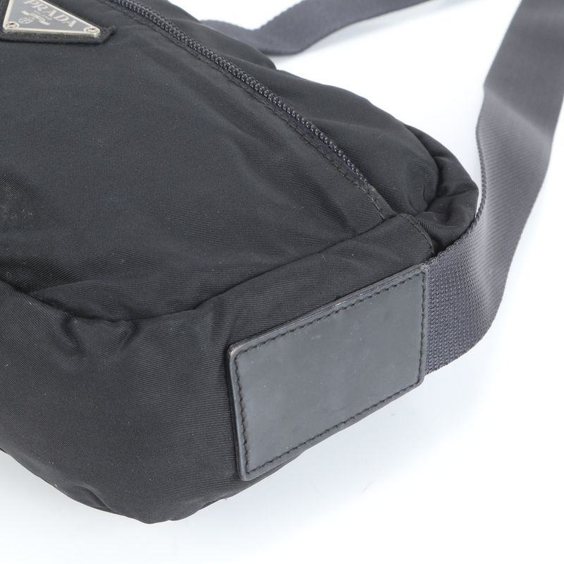 Prada Tessuto Nylon Triangle Logo Leather Shoulder Bag Crossbody Messenger