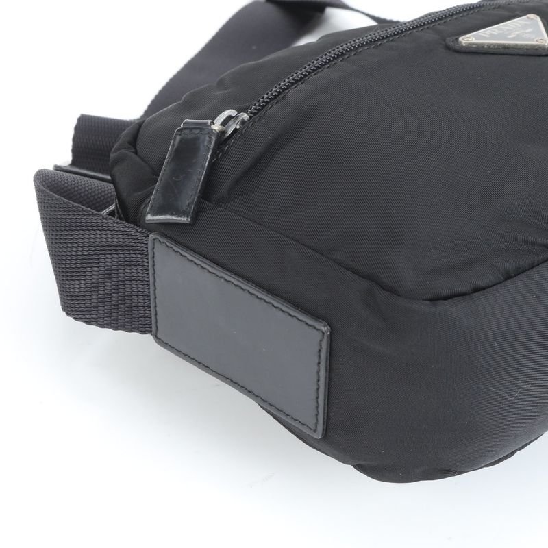 Prada Tessuto Nylon Triangle Logo Leather Shoulder Bag Crossbody Messenger