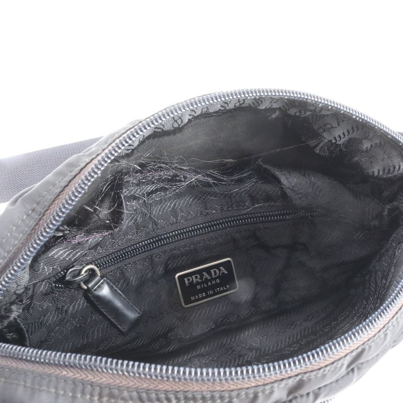 Prada Tessuto Nylon Triangle Logo Leather Shoulder Bag Crossbody Messenger