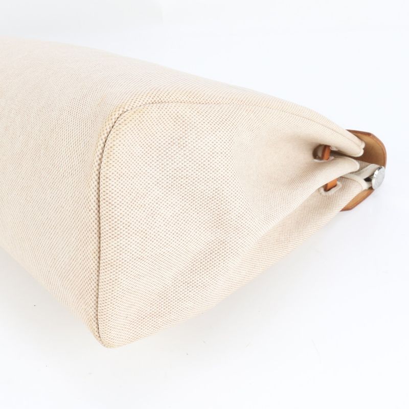 Hermes Herbag MM □D Marked Toile Ash Leather Tote Bag Shoulder Business