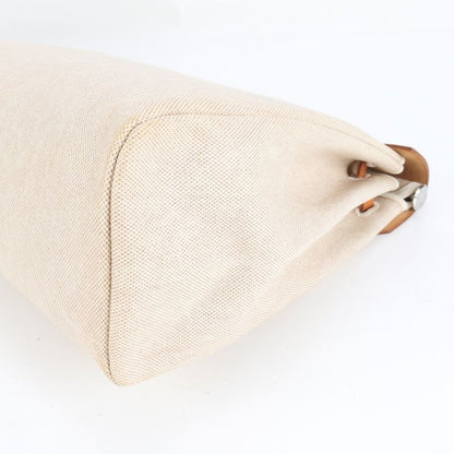 Hermes Herbag MM □D Marked Toile Ash Leather Tote Bag Shoulder Business