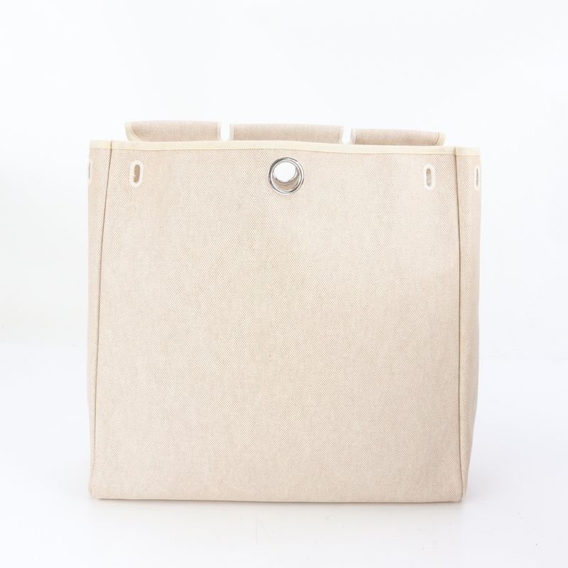 Hermes Herbag MM □D Marked Toile Ash Leather Tote Bag Shoulder Business