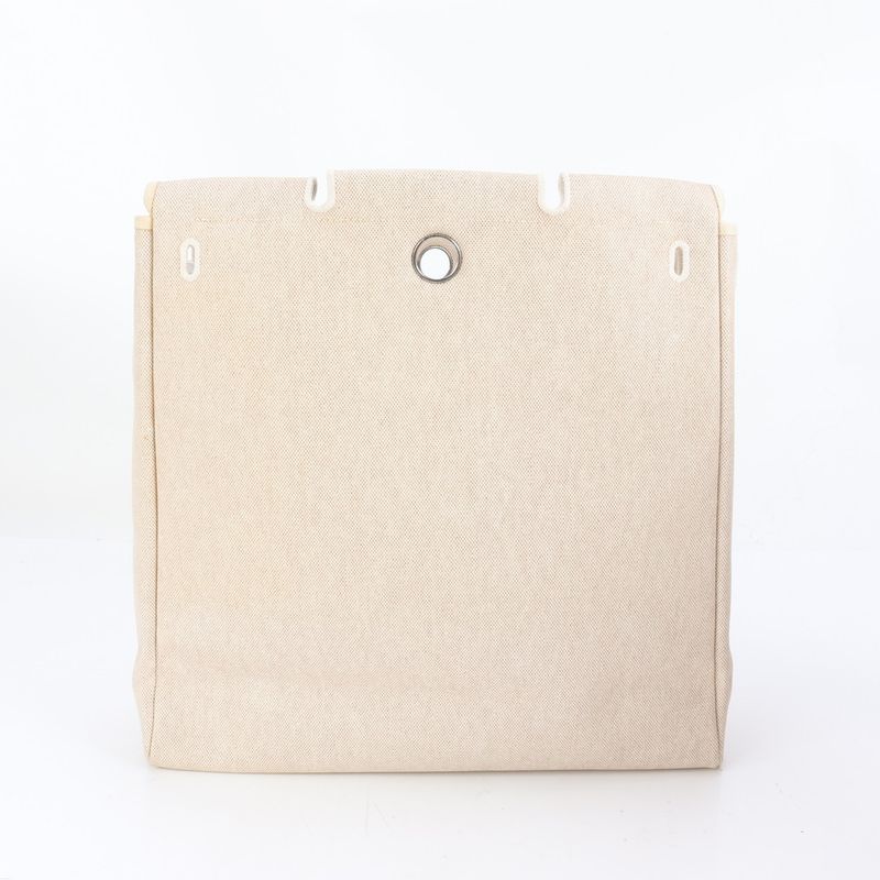 Hermes Herbag MM □D Marked Toile Ash Leather Tote Bag Shoulder Business