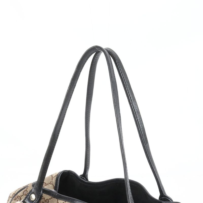 Gucci GG Twins Leather Canvas Tote Bag Shoulder Hand 232963 Gold Hardware