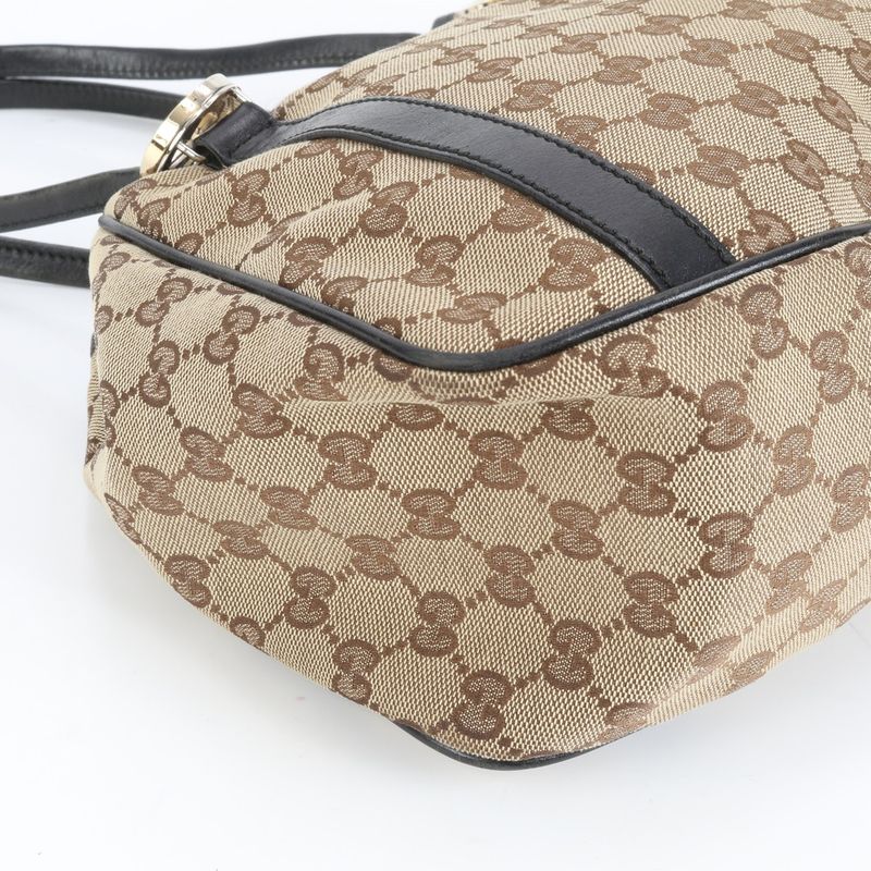 Gucci GG Twins Leather Canvas Tote Bag Shoulder Hand 232963 Gold Hardware