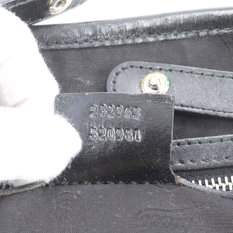 Gucci GG Twins Leather Canvas Tote Bag Shoulder Hand 232963 Gold Hardware