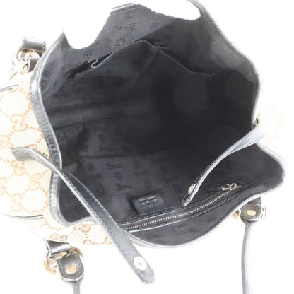 Gucci GG Twins Leather Canvas Tote Bag Shoulder Hand 232963 Gold Hardware