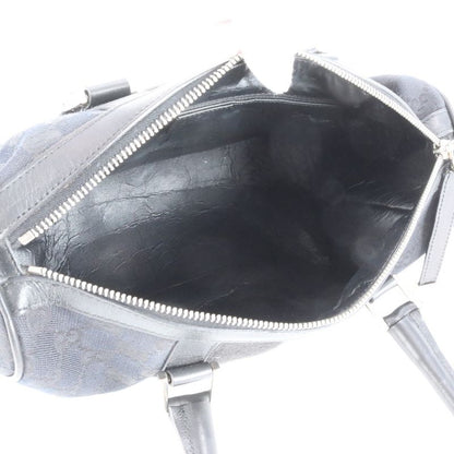 Gucci GG Canvas Leather Handbag Mini Boston Tote Black 000-0851 Silver Hardware