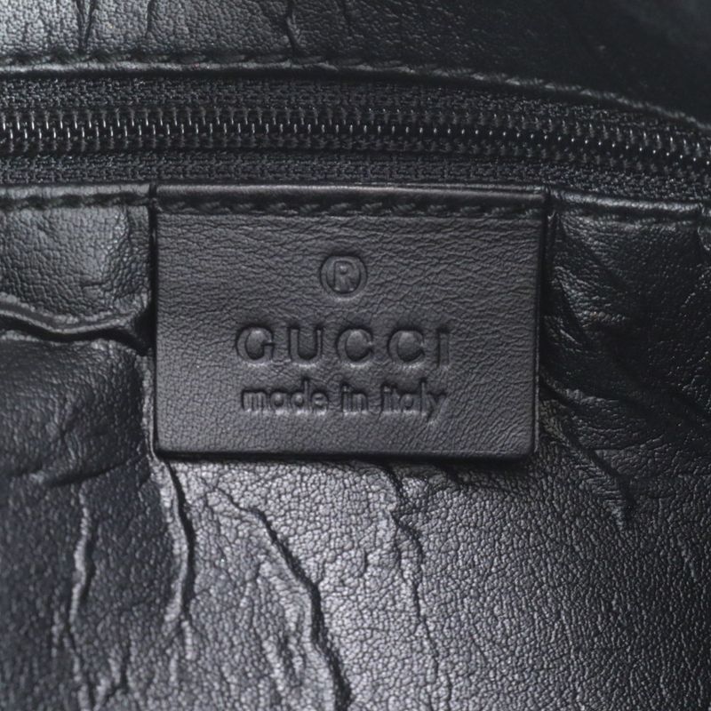 Gucci GG Canvas Leather Handbag Mini Boston Tote Black 000-0851 Silver Hardware