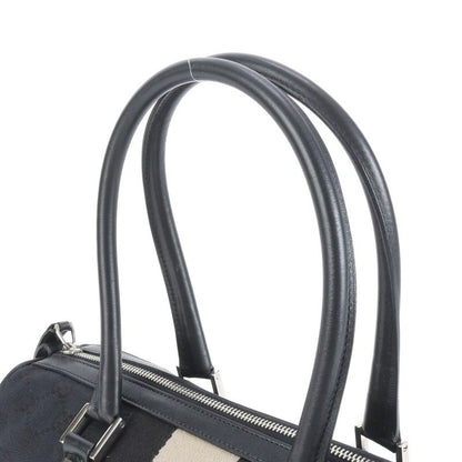 Gucci GG Canvas Leather Handbag Mini Boston Tote Black 000-0851 Silver Hardware
